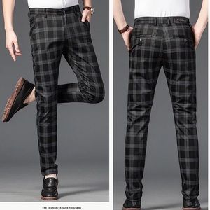 #R25 NEW Men’s Black Plaid Straight Slim Chino Pants